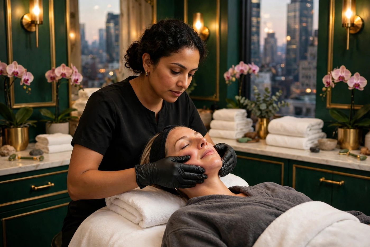 Buccal facial massage treatment at Eureka Body Care and Spa in New York City