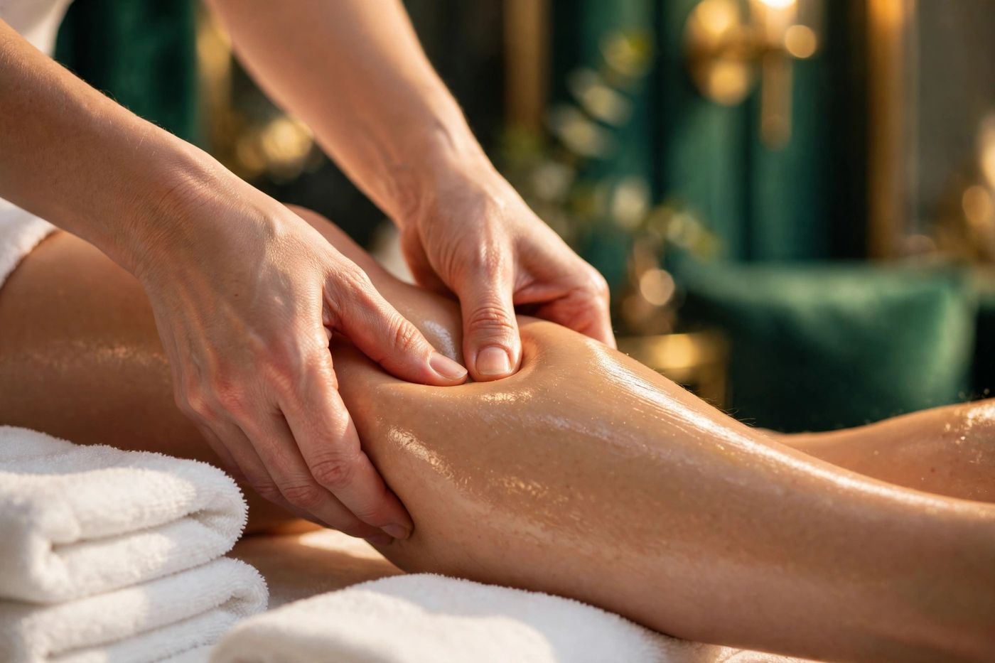 Anti-cellulite hand massage for thighs at Eureka Body Care and Spa in New York City