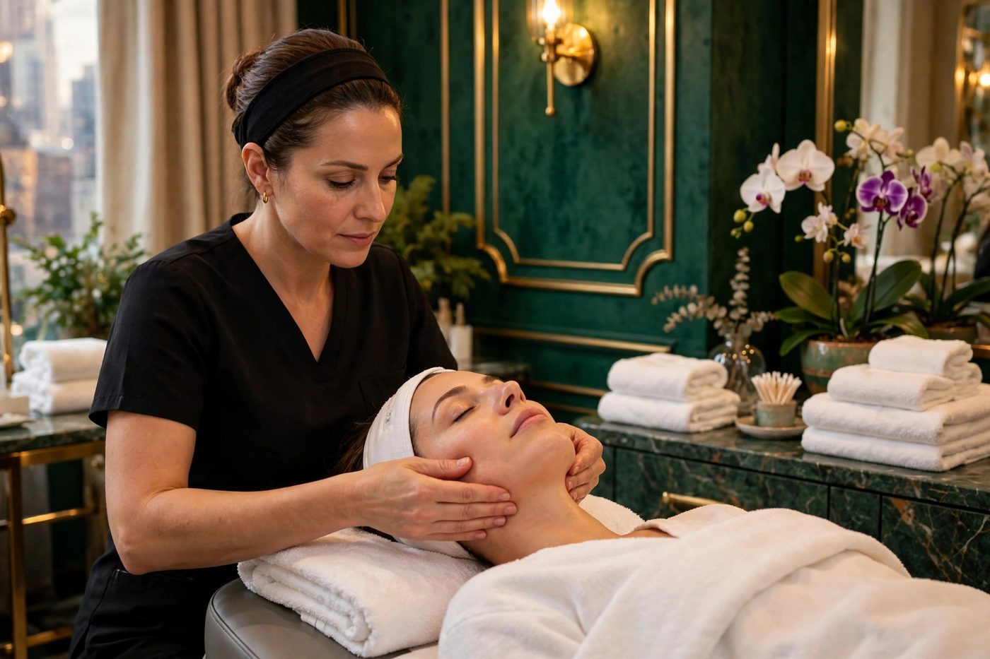 Chin and jawline sculpting massage at Eureka Body Care and Spa NYC