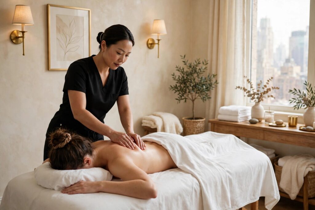 Deep tissue massage NYC treatment at Eureka Body Care & Spa in Midtown NYC