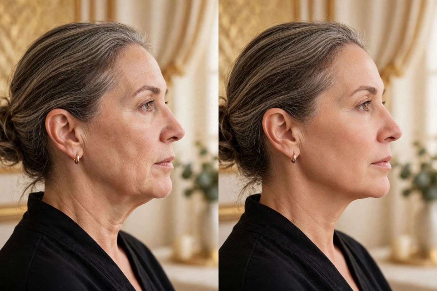 Fibroblast plasma skin tightening before and after jawline results in NYC at Eureka Body Care and Spa