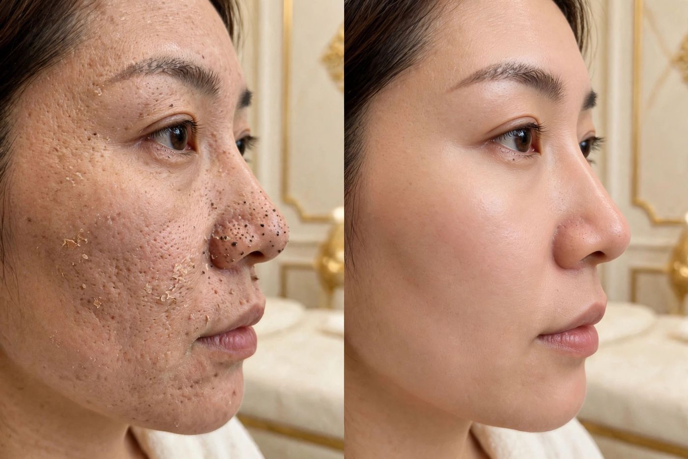 Microdermabrasion before and after smooth skin results in NYC at Eureka Body Care & Spa