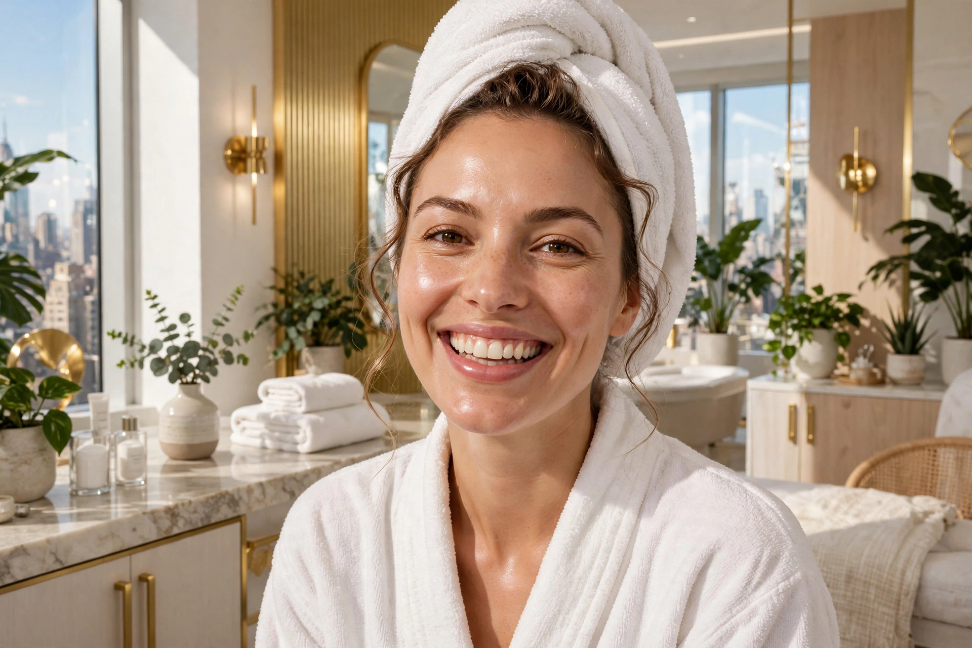 Glowing skin after a PRP facial in NYC