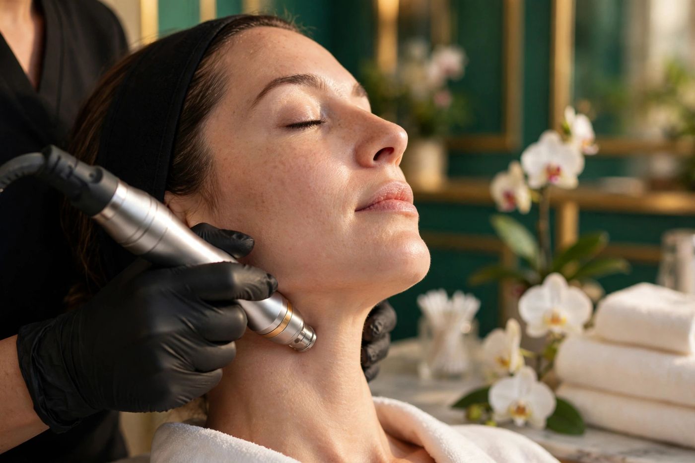 Radiofrequency décolleté treatment device at Eureka Body Care and Spa in New York City
