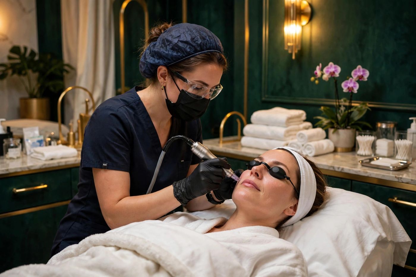 RF microneedling treatment for face and neck at Eureka Body Care and Spa NYC