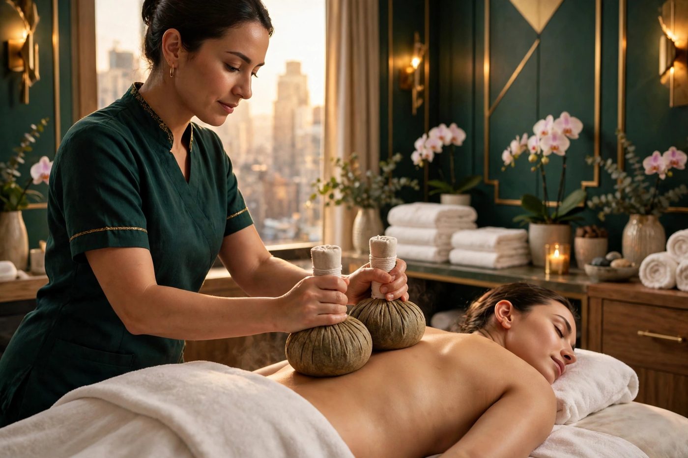 Thai herbal ball massage treatment at Eureka Body Care and Spa in New York City