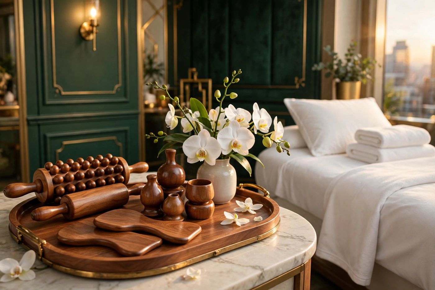 Wooden maderotherapy massage tools at Eureka Body Care and Spa NYC